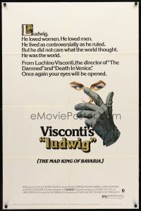 9h498 LUDWIG 1sh '73 Luchino Visconti, artwork of Helmut Berger as the Mad King of Bavaria!