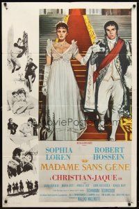 9h499 MADAME SANS GENE int'l 1sh '62 artwork of sexy Sophia Loren & Robert Hossein!
