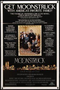 9h533 MOONSTRUCK style C 1sh '87 Nicholas Cage, Danny Aiello, Cher, great cast portrait!
