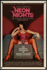 9h549 NEON NIGHTS video/theatrical 1sh '82 Thatcher, Veronica Hart, sexy image of girl in lingerie!