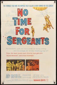 9h567 NO TIME FOR SERGEANTS 1sh '58 Andy Griffith, wacky Air Force paratrooper artwork!