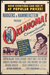 9h574 OKLAHOMA 20th Century Fox release 1sh '56 MacRae, Jones, Rodgers & Hammerstein musical!