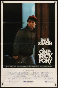 9h585 ONE TRICK PONY 1sh '80 great c/u of Paul Simon holding guitar in case, rock & roll!