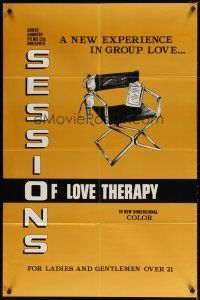 9h735 SESSIONS OF LOVE THERAPY 1sh '70s sexploitation, a new experience in group love!