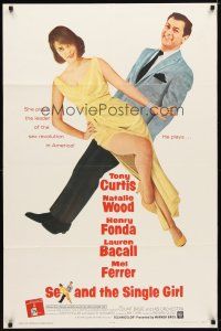 9h737 SEX & THE SINGLE GIRL 1sh '65 great full-length image of Tony Curtis & sexiest Natalie Wood!