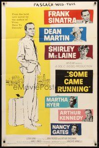 9h768 SOME CAME RUNNING 1sh '59 full-length art of Frank Sinatra w/Dean Martin, Shirley MacLaine