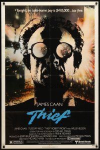 9h852 THIEF 1sh '81 Michael Mann, really cool image of James Caan w/goggles!