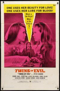 9h895 TWINS OF EVIL 1sh '72 one uses her beauty for love, one uses her lure for blood, vampires!