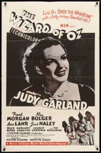 9h972 WIZARD OF OZ 1sh R58 Victor Fleming, Judy Garland all-time classic!