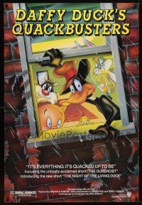 9k105 DAFFY DUCK'S QUACKBUSTERS 1sh '88 Mel Blanc, great cartoon art of Looney Tunes characters!
