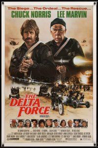 9k117 DELTA FORCE 1sh '86 cool art of Chuck Norris & Lee Marvin firing guns by S. Watts!
