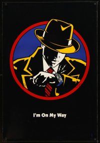 9k121 DICK TRACY teaser DS 1sh '90 cool artwork of Warren Beatty in title role, I'm on my way!