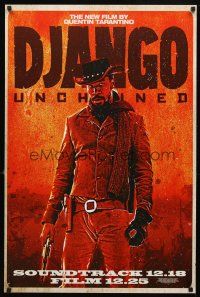 9k127 DJANGO UNCHAINED soundtrack & film advance 1sh '12 cool image of Jamie Foxx in title role!
