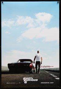 9k163 FAST & FURIOUS 6 teaser DS 1sh '13 image of Vin Diesel on racetrack w/Plymouth Superbird!