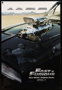 9k161 FAST & FURIOUS teaser DS 1sh '09 Vin Diesel, Paul Walker, blown R/T Charger!