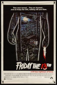9k187 FRIDAY THE 13th 1sh R80s great Alex Ebel art, slasher classic, 24 hours of terror!