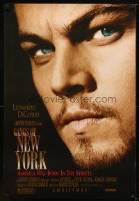 9k194 GANGS OF NEW YORK advance 1sh '02 Martin Scorsese, close-up of Leonardo DiCaprio!