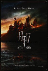 9k240 HARRY POTTER & THE DEATHLY HALLOWS PART 1 & PART 2 teaser DS 1sh '10 it all ends here!