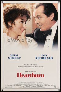 9k247 HEARTBURN 1sh '86 close-up of Jack Nicholson & Meryl Streep, directed by Mike Nichols!