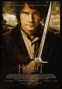 9k265 HOBBIT: AN UNEXPECTED JOURNEY advance DS 1sh '12 great close-up of Martin Freeman as Bilbo!