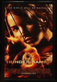 9k281 HUNGER GAMES advance DS 1sh '12 cool image of Jennifer Lawrence as Katniss!