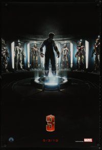 9k319 IRON MAN 3 teaser DS 1sh '13 cool image of Robert Downey Jr & many suits!