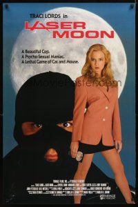 9k363 LASER MOON video 1sh '93 cool image of sexy cop Traci Lords w/badge!