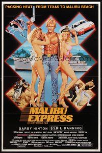 9k440 MALIBU EXPRESS 1sh '85 directed by Andy Sidaris, Salk art of sexy bikini clad girls!