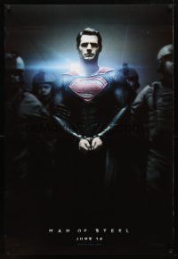 9k444 MAN OF STEEL teaser DS 1sh '13 Henry Cavill in the title role as Superman handcuffed!