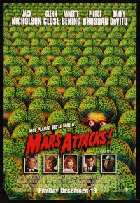 9k455 MARS ATTACKS! advance DS 1sh '96 directed by Tim Burton, Jack Nicholson, Glenn Close, Brosnan!