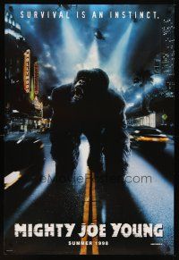 9k472 MIGHTY JOE YOUNG teaser DS 1sh '98 Charlize Theron, Bill Paxton & giant ape in L.A.!