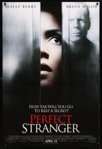 9k603 PERFECT STRANGER advance 1sh '07 cool image of sexy Halle Berry & Bruce Willis!