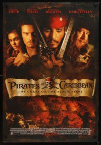 9k616 PIRATES OF THE CARIBBEAN advance DS 1sh '03 Geoffrey Rush, Knightley, Johnny Depp & cast!