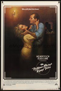 9k634 POSTMAN ALWAYS RINGS TWICE 1sh '81 art of Jack Nicholson & Jessica Lange by Rudy Obrero!