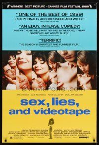 9k698 SEX, LIES, & VIDEOTAPE 1sh '89 James Spader, Andie MacDowell, Steven Soderbergh directed!