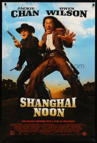 9k704 SHANGHAI NOON DS 1sh '00 cowboys Jackie Chan & Owen Wilson, great western image!