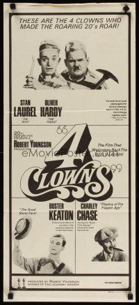 9m682 4 CLOWNS Aust daybill '70 Stan Laurel & Oliver Hardy, Buster Keaton, Charley Chase!