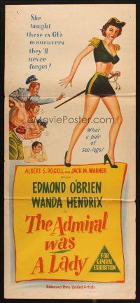 9m686 ADMIRAL WAS A LADY Aust daybill '50 boxer & cab driver lust after sexy Wanda Hendrix!