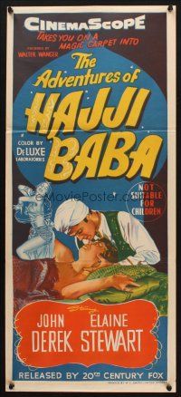 9m688 ADVENTURES OF HAJJI BABA Aust daybill '54 John Derek romances Princess Elaine Stewart!