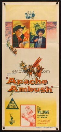 9m697 APACHE AMBUSH Aust daybill '55 Richard Jaeckel & Bill Williams vs Native American fury!