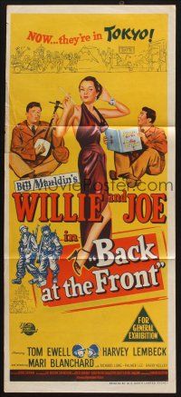 9m703 BACK AT THE FRONT Aust daybill '52 hilarious G.I.s Tom Ewell & Harvey Lembeck in Tokyo!