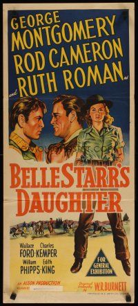 9m709 BELLE STARR'S DAUGHTER Aust daybill '48 art of Ruth Roman, George Montgomery, Rod Cameron!
