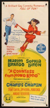 9m752 COUNTESS FROM HONG KONG Aust daybill '67 Marlon Brando, Sophia Loren, directed by Chaplin!