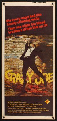 9m753 CRAZY JOE Aust daybill '74 wacky image of Peter Boyle as mafioso Joey Gallo!
