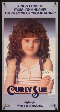 9m754 CURLY SUE Aust daybill '91 John Hughes, close-up of con artist Alisan Porter holding 4 aces!