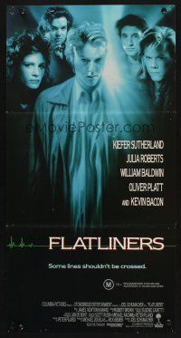 9m807 FLATLINERS Aust daybill '90 Kiefer Sutherland, Julia Roberts, Kevin Bacon, Baldwin, Platt!
