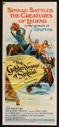 9m841 GOLDEN VOYAGE OF SINBAD Aust daybill '73 Ray Harryhausen, cool fantasy art!