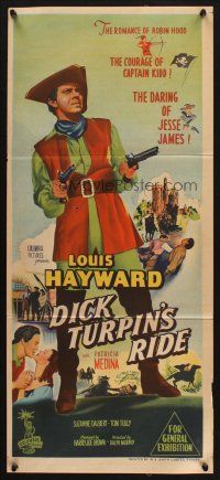 9m890 LADY & THE BANDIT Aust daybill '51 art of Louis Hayward as Dick Turpin & Patricia Medina!