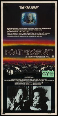 9m948 POLTERGEIST Aust daybill '82 Tobe Hooper horror classic, they're here, Heather O'Rourke!