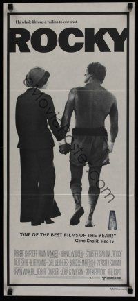 9m961 ROCKY Aust daybill '77 boxer Sylvester Stallone holding hands w/Talia Shire!